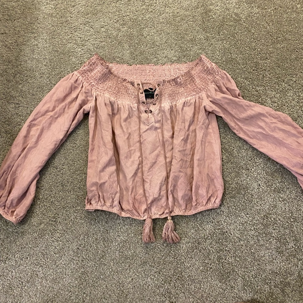 Mauve off the shoulder long sleeve